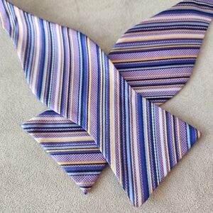 Cremieux bow tie purple 100% silk striped self formal classic event new $35